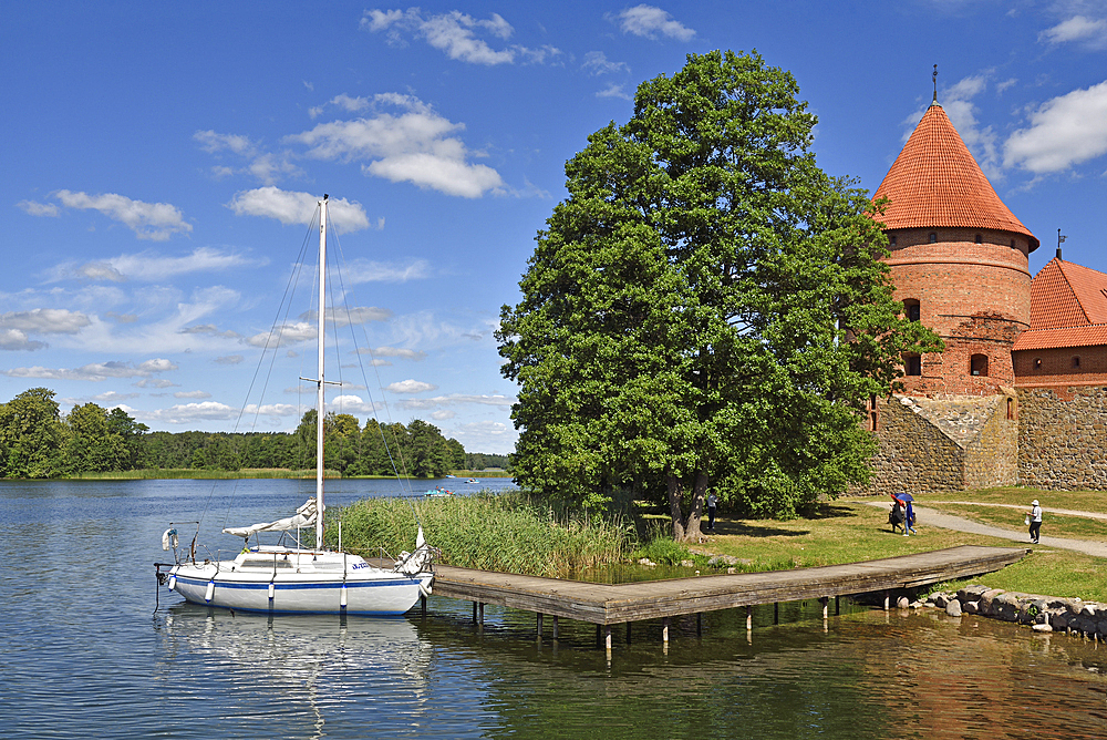 Trakai Castle on an island in Lake Galve, Lithuania, Europe