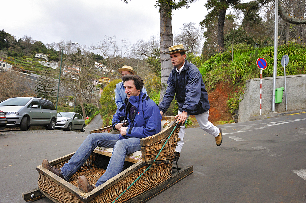 Traditional sledge (cestinhos) in Monte area, Funchal, Madeira island, Atlantic Ocean, Portugal