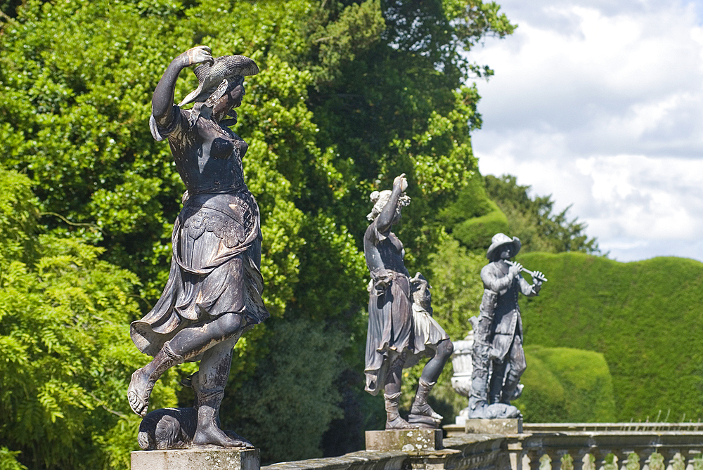 Statue in the gardens of Powis Castle, Powys, Wales, United Kingdom