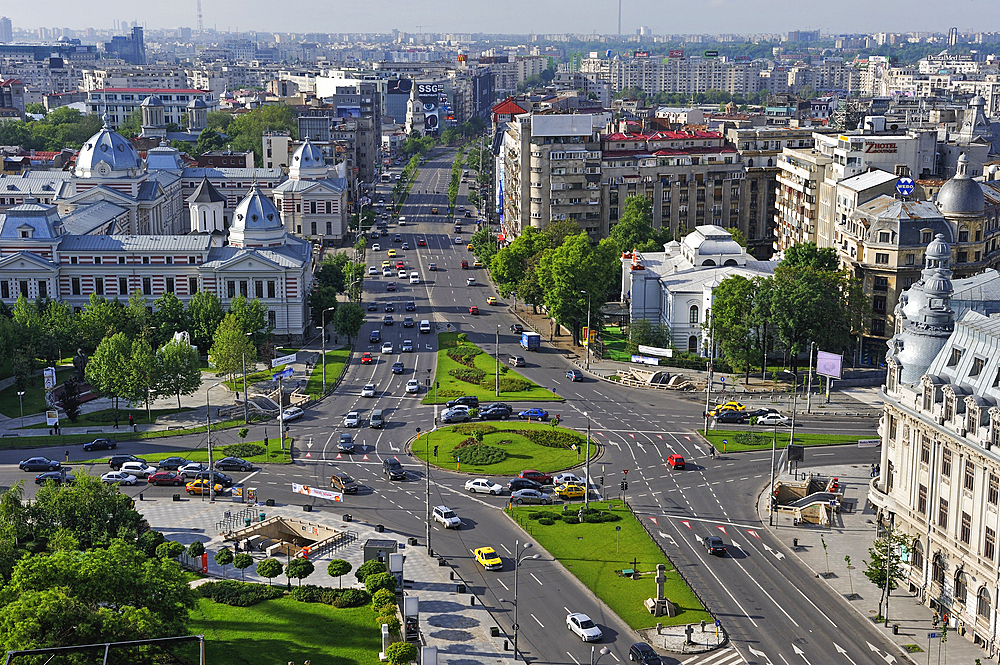 University Square viewed from the Intercontinental Hotel, Bucharest, Romania