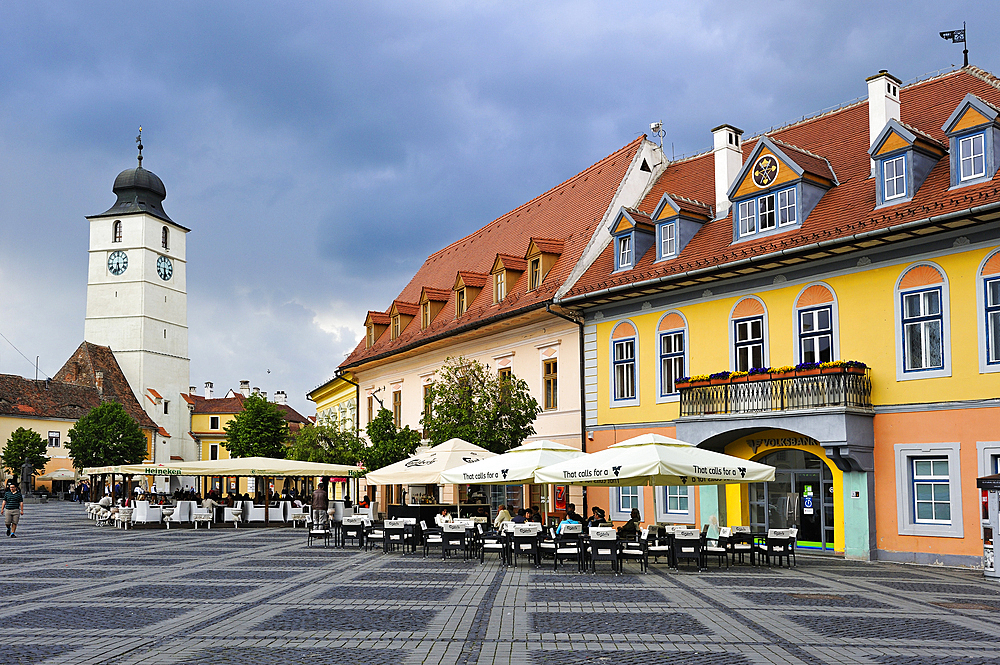 Grand Square and Council Tower,Sibiu, Transylvania,Romania,Southeastern and Central Europe