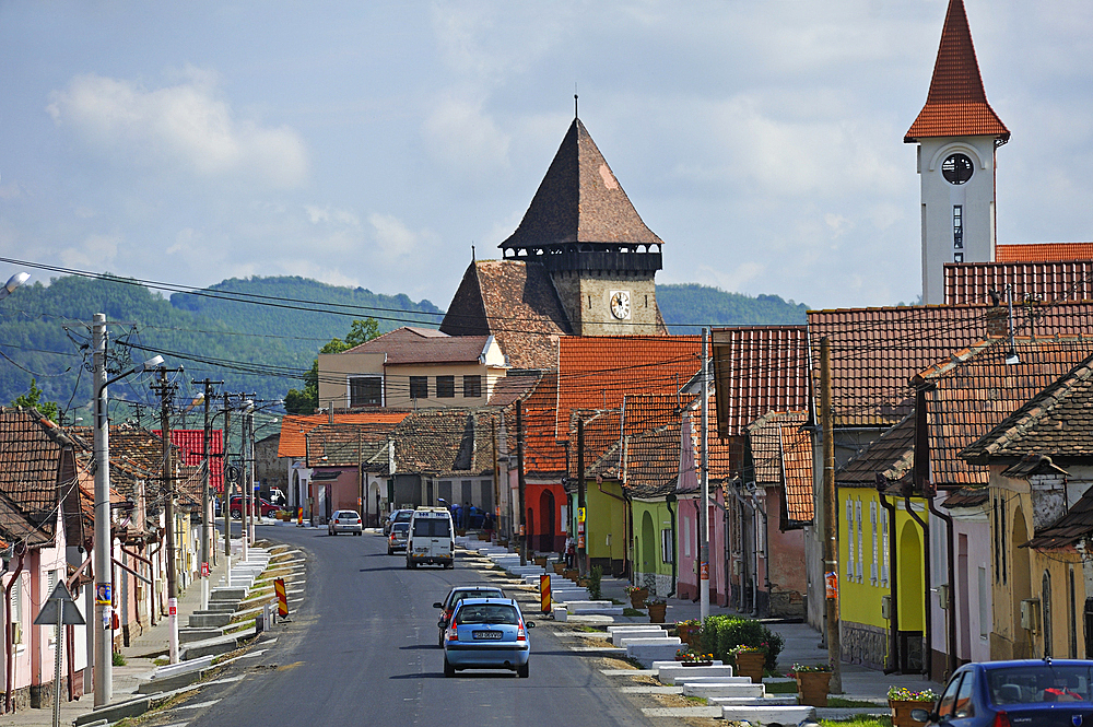 Village on the road from Sibiu to Sighisoara, Transylvania, Romania