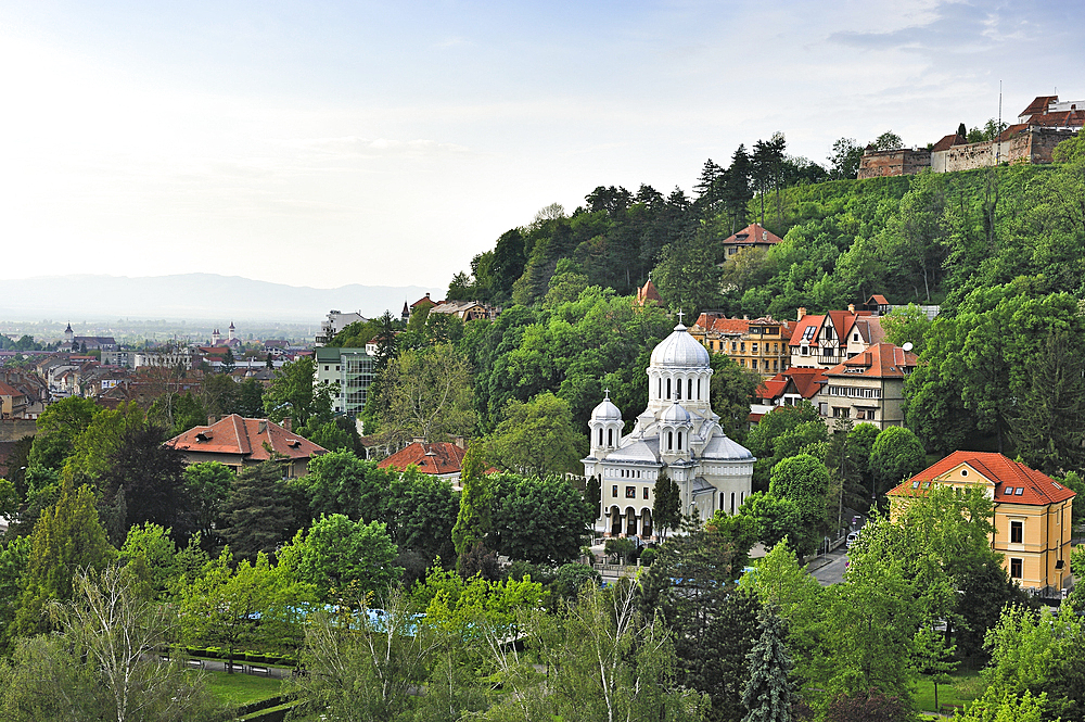 View North to beyond the Nicolae Titulescu Park from the Aro Palace hotel, Brasov, Transylvania, Romania