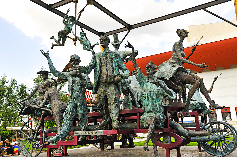 sculpture by Ioan Bolborea in front of the National Theatre of Bucharest, Boulevard Nicolae Balcescu,Romania,Southeastern and Central Europe