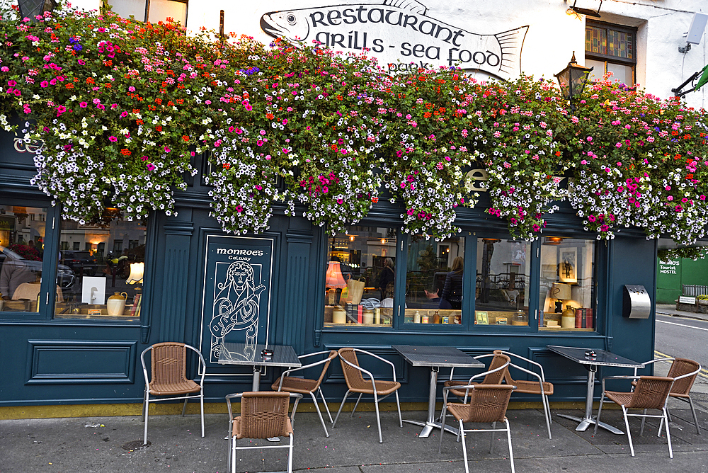 terrace of Monroe's Tavern, Fairhill Road Upper, Galway, Connemara, County Galway, Republic of Ireland, North-western Europe