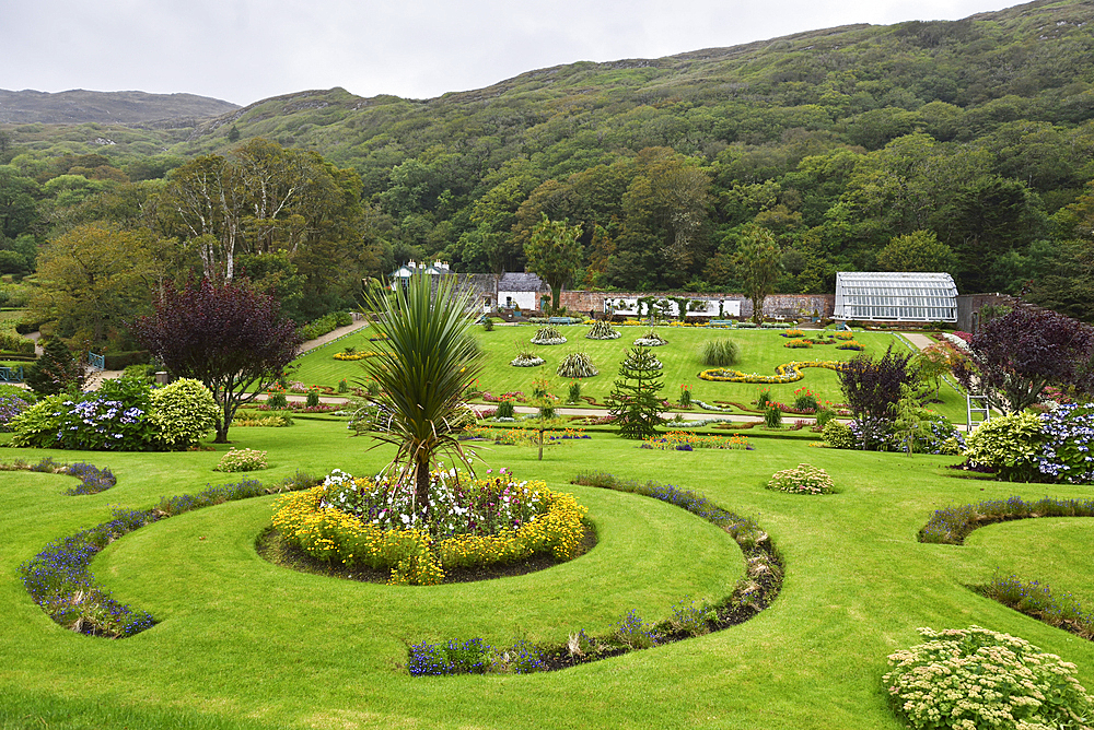 Walled Victorian Gardens at Kylemore Abbey, Connemara, County Galway, Connacht, Republic of Ireland