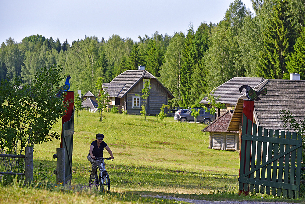 Entrance of Miskiniskes rural accommodations, Aukstaitija National Park, Lithuania, Europe