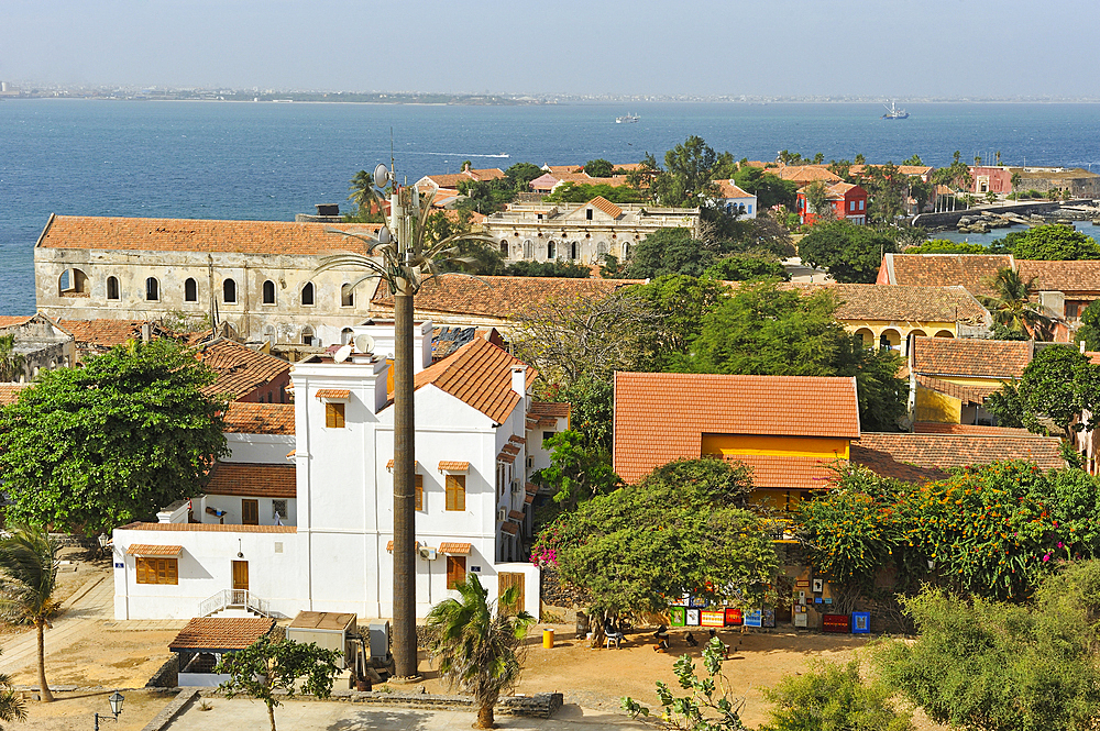 View of the village from the Castel, Ile de Goree (Goree Island), UNESCO, Dakar, Senegal, West Africa