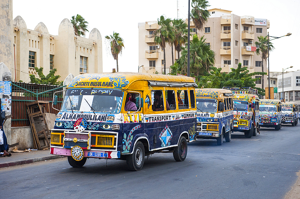 Colourful bus in a street, Dakar, Senegal, West Africa