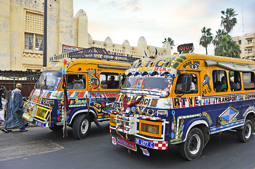 Colourful bus in a street, Dakar, Senegal, West Africa