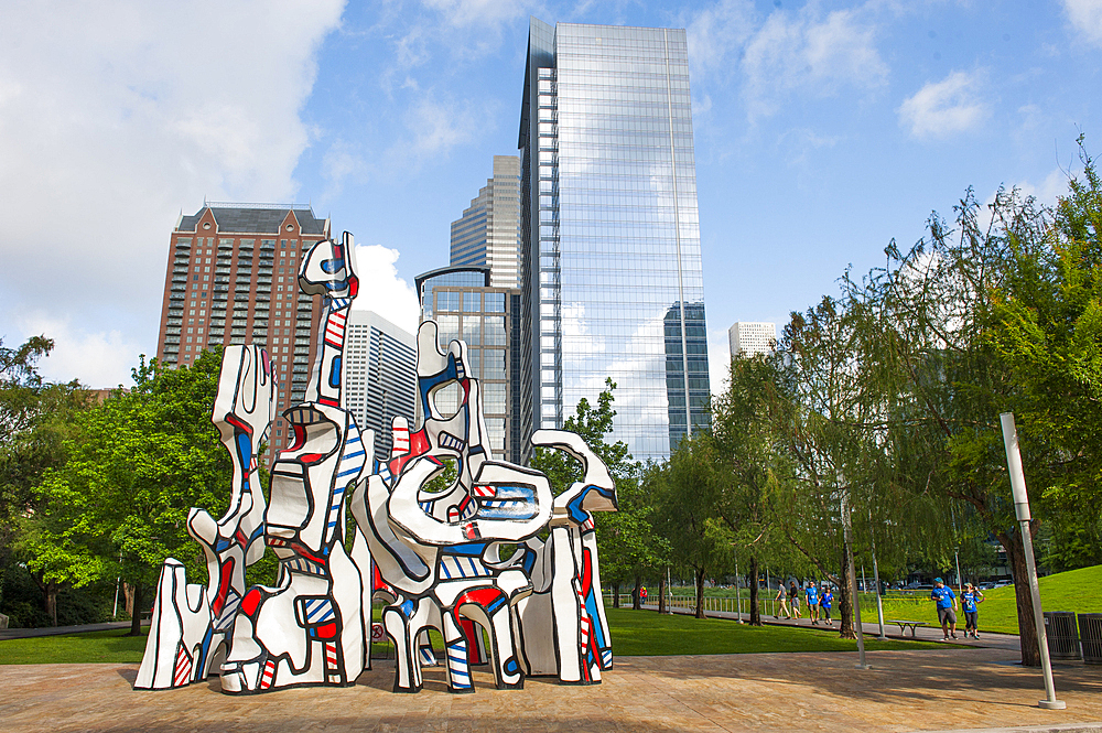 Monument Au Fantome, sculpture by Jean Dubuffet, 1901-1985, Avenidas de las Americas, Discovery Green Park, Houston, Texas, United States of America