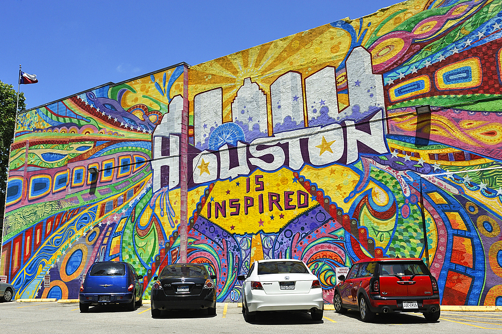 Mural  Houston Is Inspired by artist Gonzo, downtown Houston, Texas, United States of America