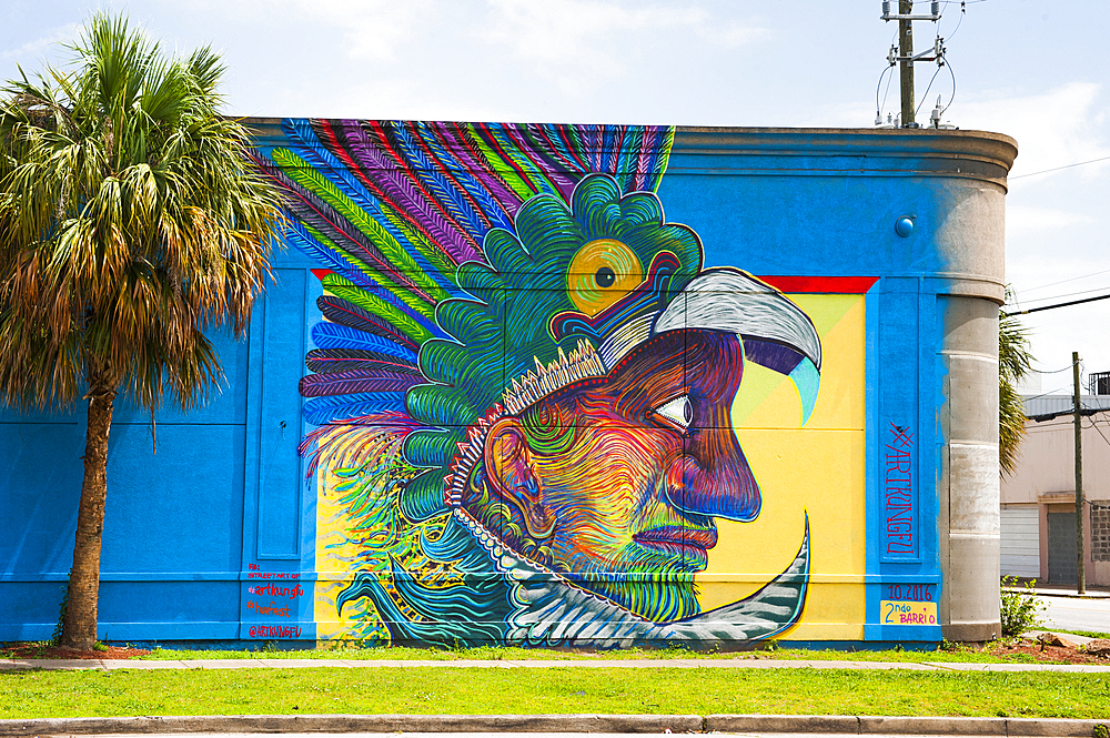 Mural painting by Artkungfu, Graffiti Park, East Downtown Houston, Texas, United States of America