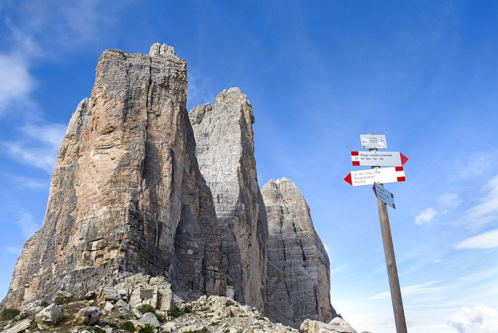 Tre Cime di Lavaredo (Three Peaks of Lavaredo), Three Peaks nature park, Trentino-Alto Adige, Sudtyrol, South Tyrol, Italy, South-central Europe