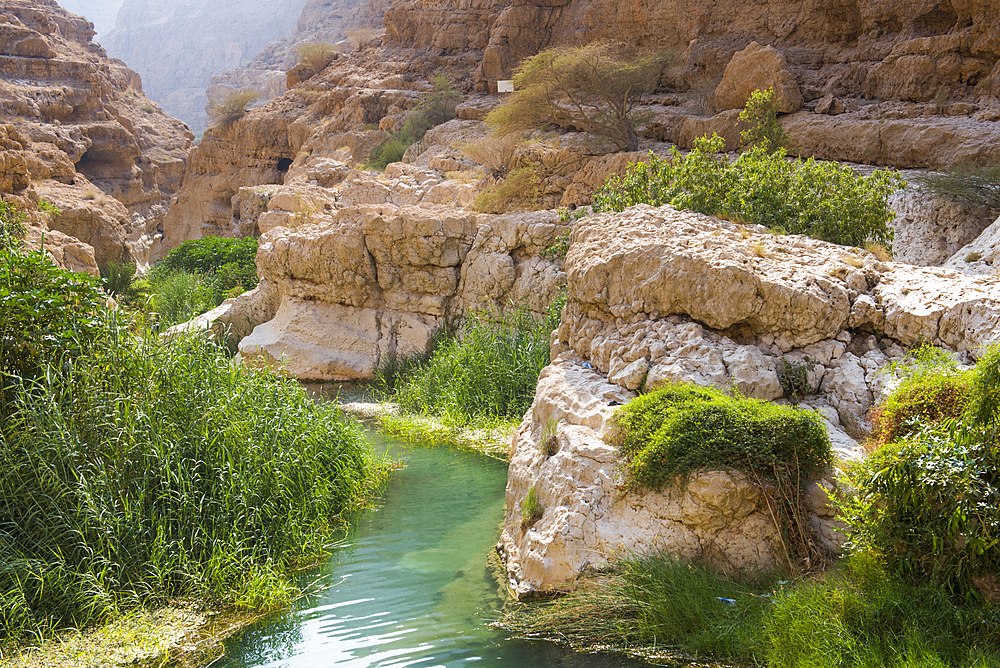 Wadi Shab, canyon near Tiwi, Sultanate of Oman, Arabian Peninsula