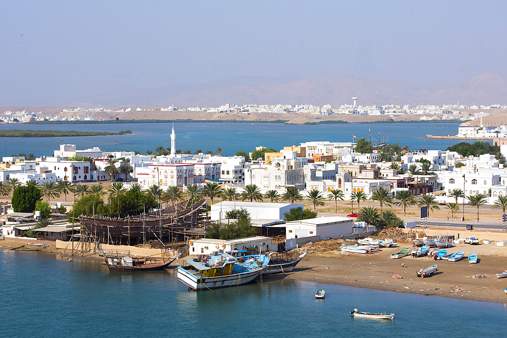 Dhows in shipyard, Sur Township, port-city, capital of Ash Sharqiyah Region, Sultanate of Oman, Arabian Peninsula