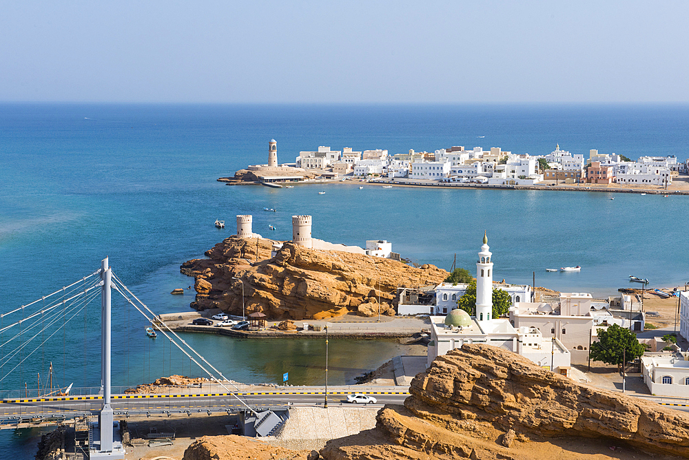 Bridge connecting Sur Township to Al Ayjah village, port-city, capital of Ash Sharqiyah Region, Sultanate of Oman, Arabian Peninsula