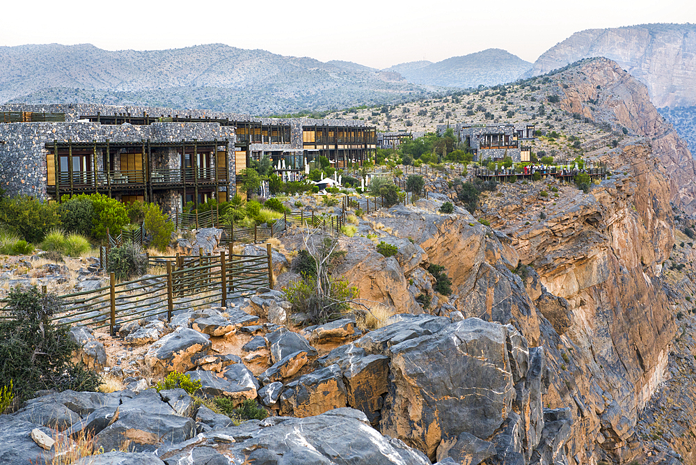 Alila Jabal Akhdar hotel, nestled 2000 metres above sea level, surrounded by Al Hajar Mountains, Sultanate of Oman, Arabian Peninsula