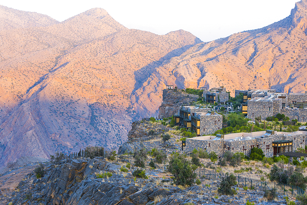 Alila Jabal Akhdar hotel, nestled 2000 metres above sea level, surrounded by Al Hajar Mountains, Sultanate of Oman, Arabian Peninsula