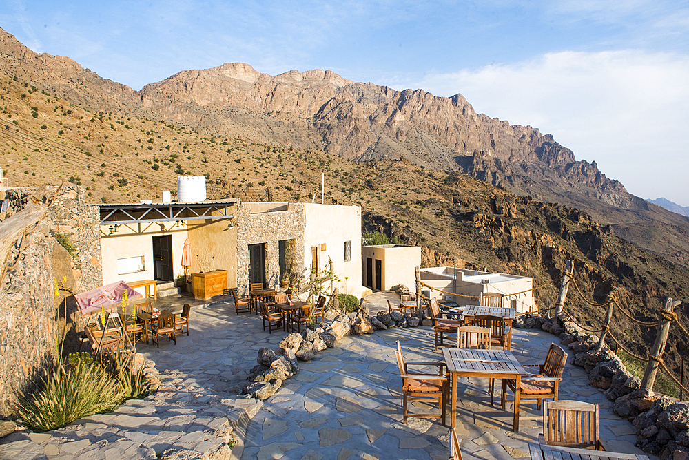 Sama Wakan Heritage hotel and guesthouse.Wakan village in the Western Hajar Mountains, South Batinah Governorate in the border with Al Dakhiliyah Governorate through Al Hajar mountain range. Sultanate of Oman, Arabian Peninsula, Middle East