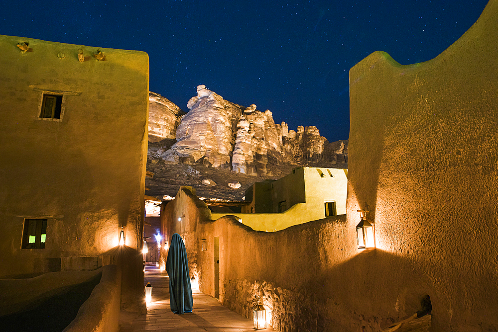 Dar Tantora The House Hotel, a renovated original mudbrick village in the oasis of AlUla, Medina Province, Saudi Arabia, Middle East