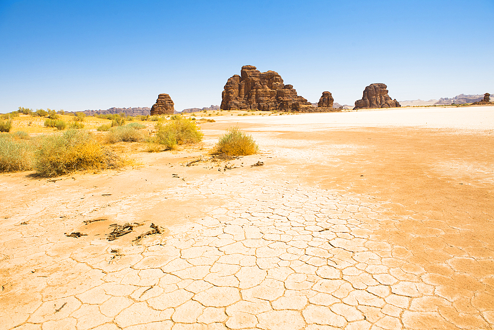 large dry salt lake in the Sharaan Nature Reserve, AlUla, Medina Province, Saudi Arabia, Middle East