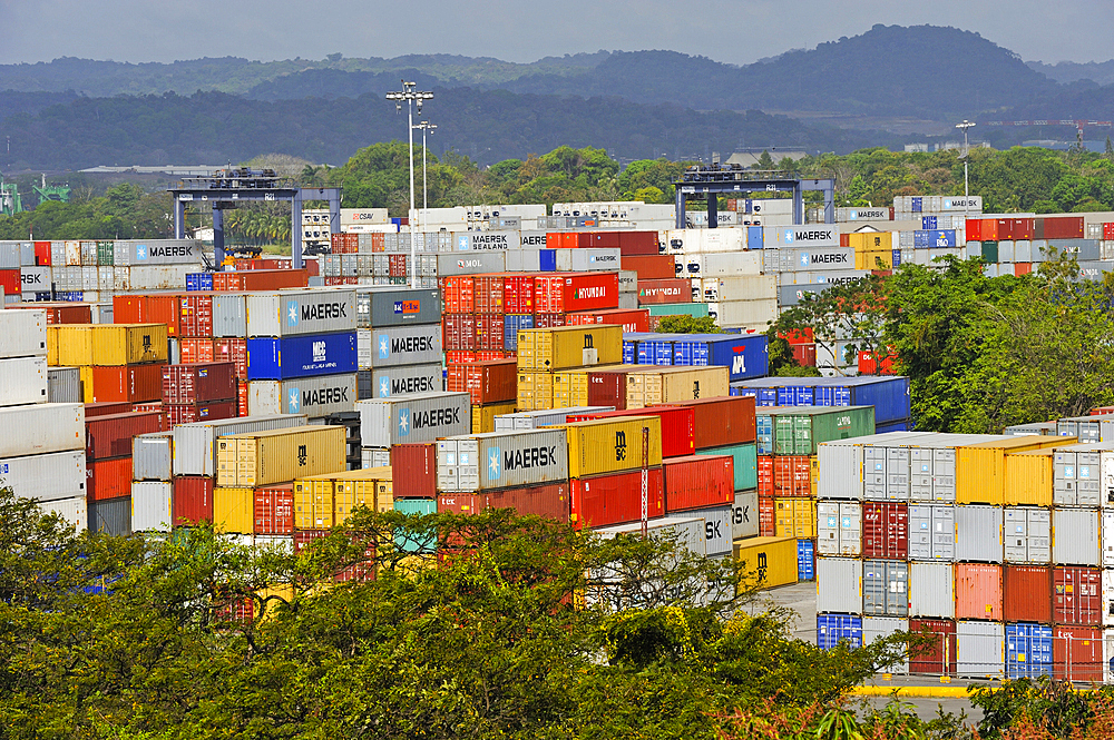 Port of the Canal seen from Ancon Hill, Panama City, Republic of Panama, Central America