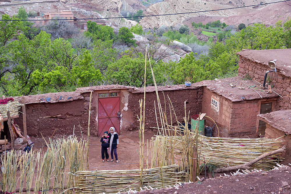 Children playing in the village of Tighza, Ounila River valley, Ouarzazate Province, region of Draa-Tafilalet, Morocco, North West Africa