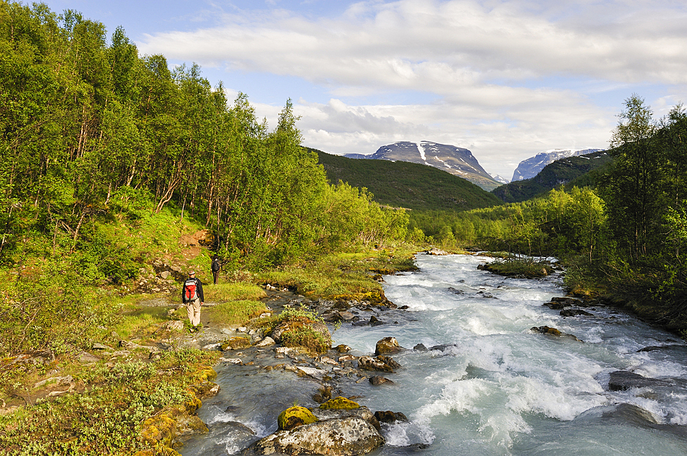 Steindalen mountain river,Lyngen Alps,region of Lyngen,County of Troms,Norway,Northern Europe