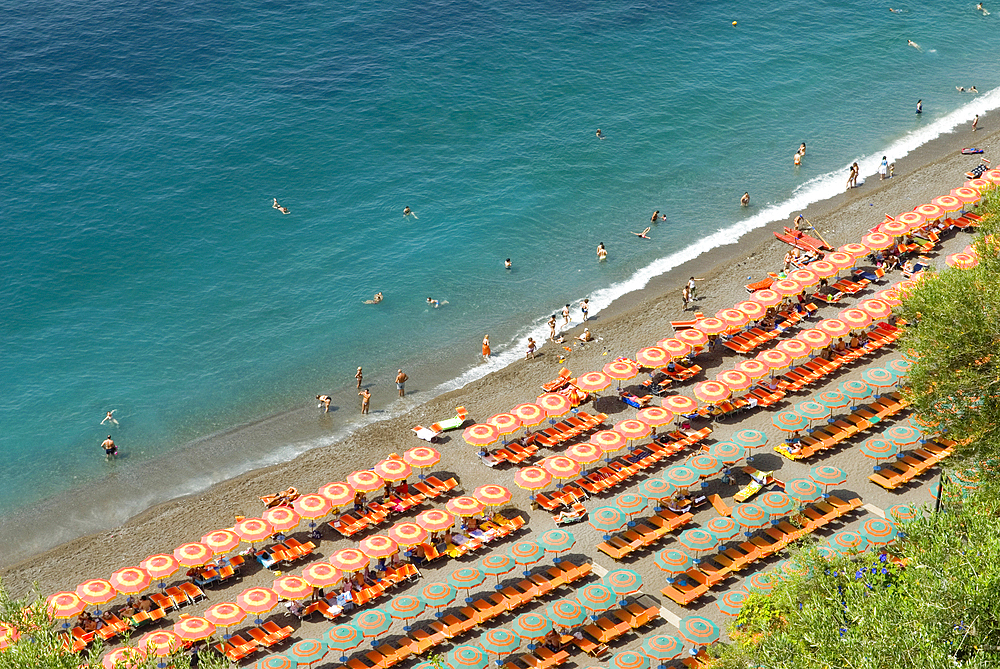 Beach at Positano, Amalfi Coast, UNESCO World Heritage Site, Province of Salerno, Campania region, Italy, Europe