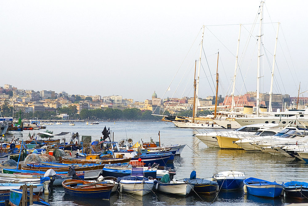 Harbour of Mergellina, Chiaia district, Naples, Campania region, Italy, Europe