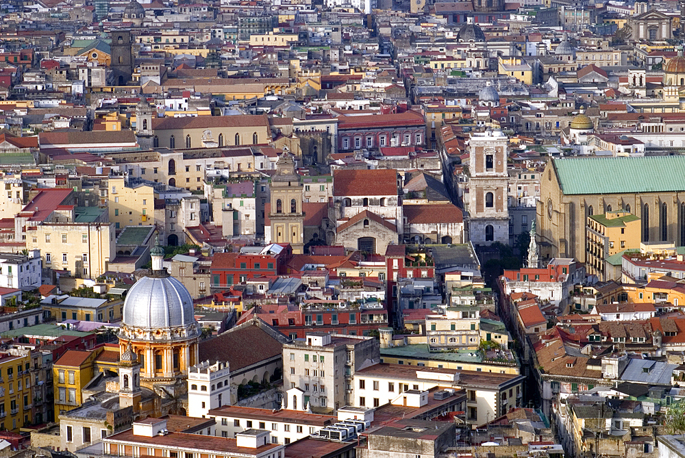 View over the historic center from the Belvedere of San Martino, Naples, Campania region, Italy, Europe