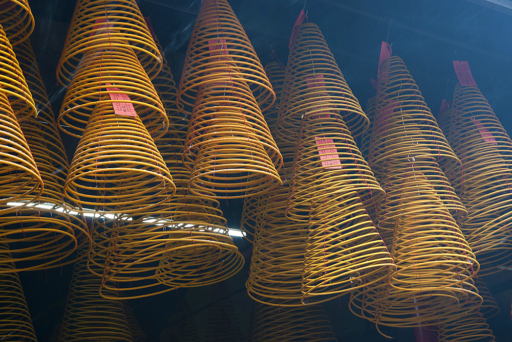 Spiral incense at Kun Iam buddhist Temple,goddess of Mercy,Macau,Special Administrative Region,China,Asia