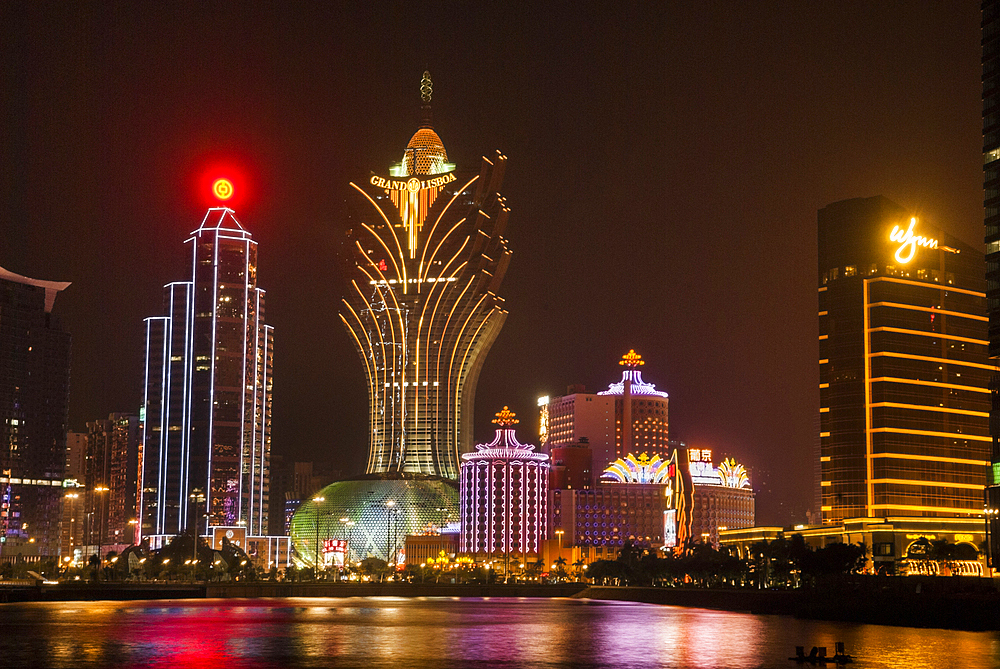 Casinos floodlighting,Macau,Special Administrative Region,China,Asia
