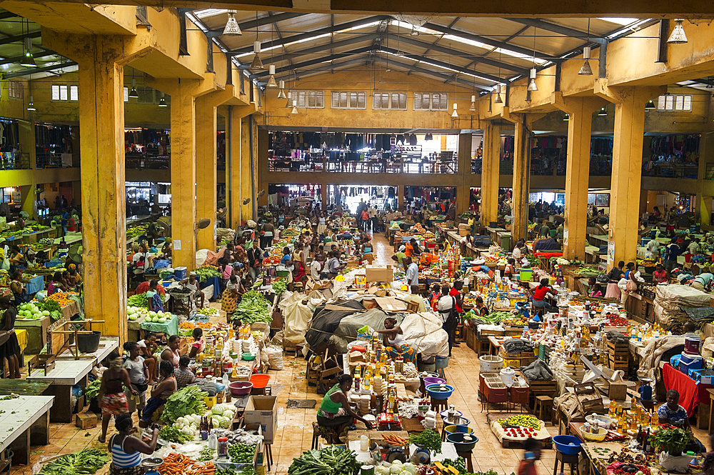Large market hall of the city of Sao Tome,Sao Tome Island, Republic of Sao Tome and Principe,Africa