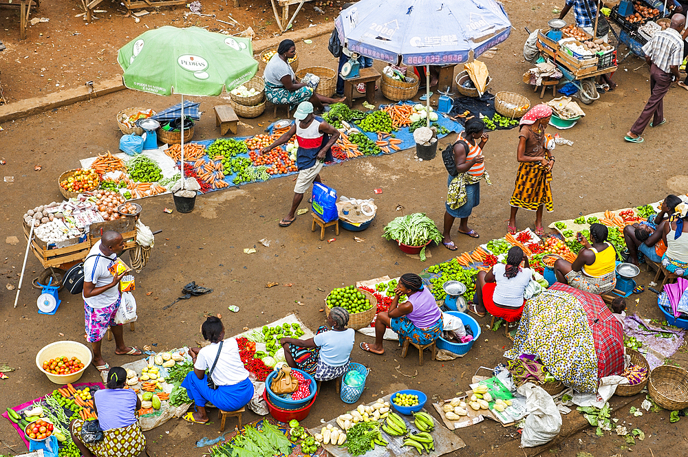 Open air market in the city of Sao Tome,Sao Tome Island, Republic of Sao Tome and Principe,Africa