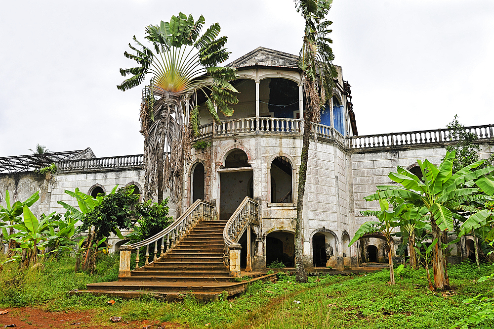 Former ruined hospital of the roca (plantation) Agua Ize, Sao Tome Island, Republic of Sao Tome and Principe,Africa