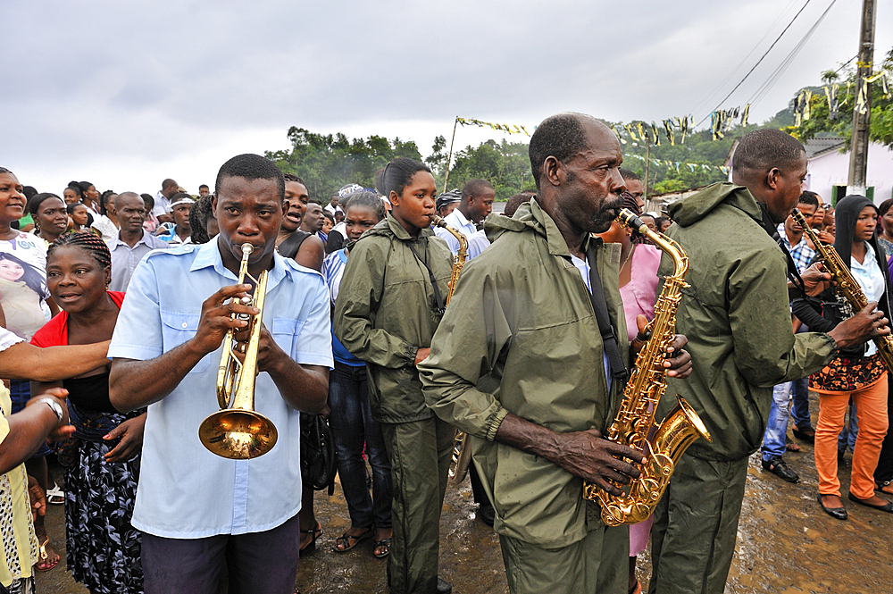 Parish fair at Santo Izidoro Church,village of Ribeira Afonso on the East coast of Sao Tome Island, Republic of Sao Tome and Principe,Africa