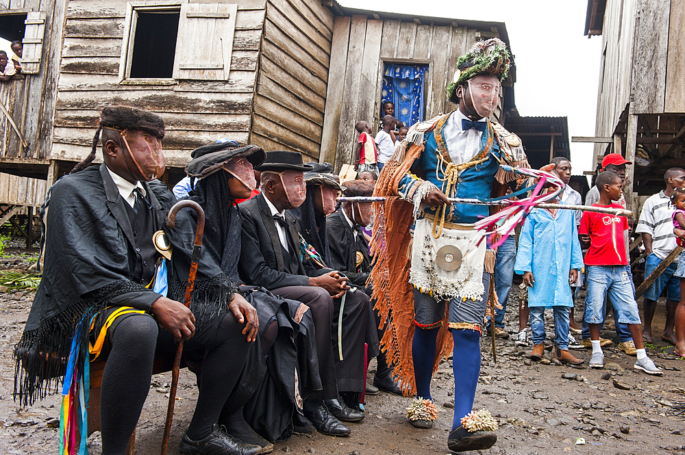 Traditional theatre Tchiloli show at the village of Ribeira Afonso on the East coast of Sao Tome Island, Republic of Sao Tome and Principe,Africa