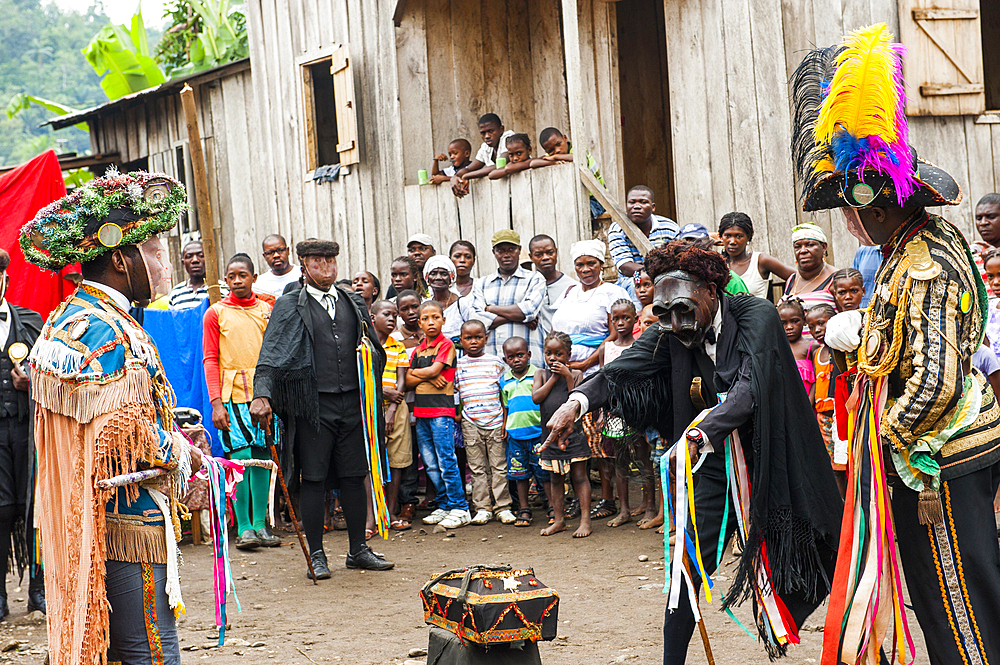 Traditional theatre Tchiloli show at the village of Ribeira Afonso on the East coast of Sao Tome Island, Republic of Sao Tome and Principe,Africa