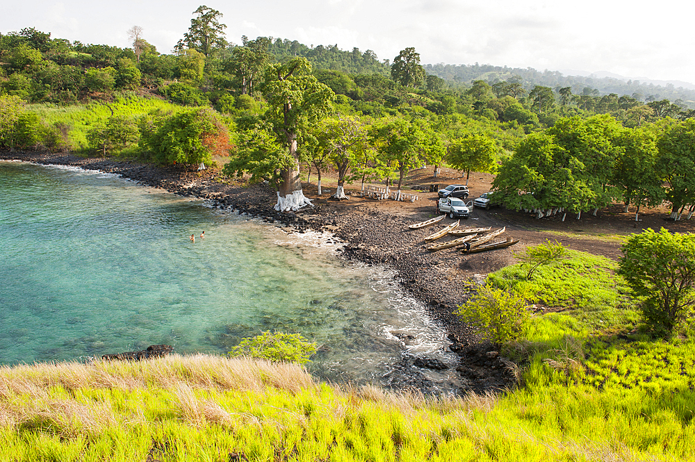 Small cove Lagoa Azul on the north coast of Sao Tome Island, Republic of Sao Tome and Principe,Africa