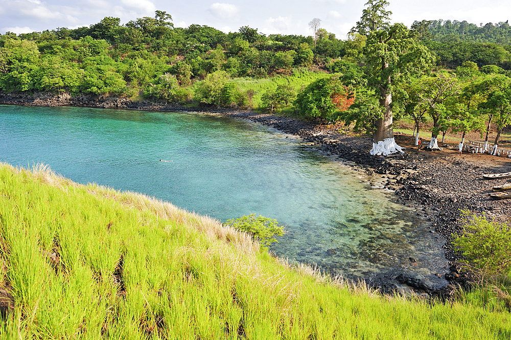 Small cove Lagoa Azul on the north coast of Sao Tome Island, Republic of Sao Tome and Principe,Africa