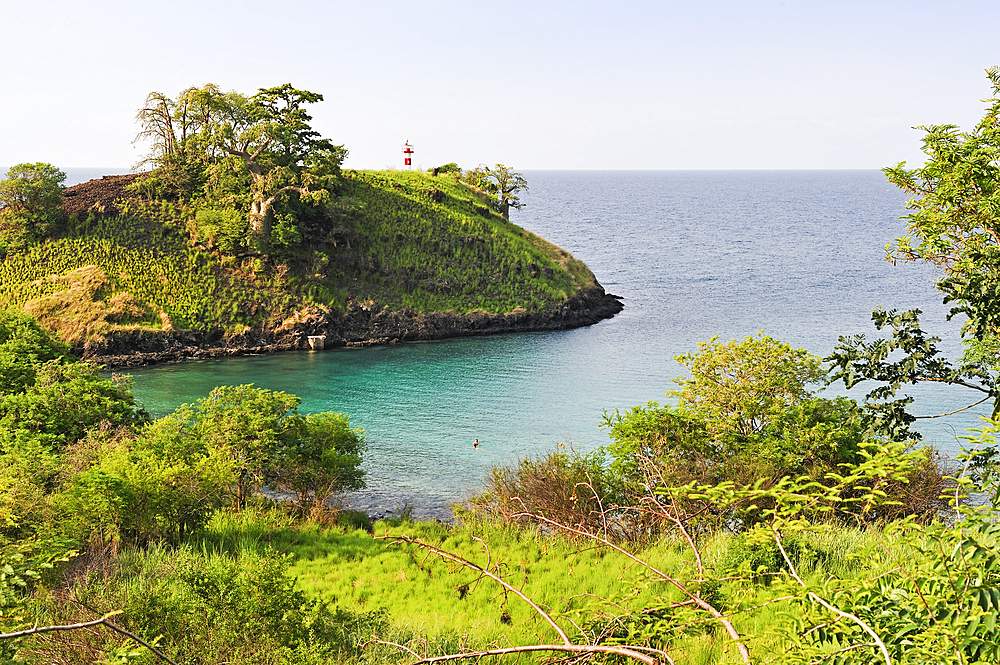 Small cove Lagoa Azul on the north coast of Sao Tome Island, Republic of Sao Tome and Principe,Africa