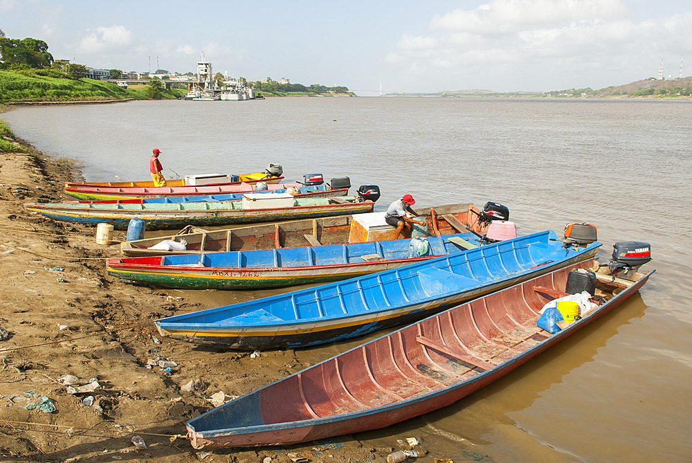Small fishing harbour on Orinoco river,Ciudad Bolivar,Bolivar State,Bolivarian Republic of Venezuela,South America