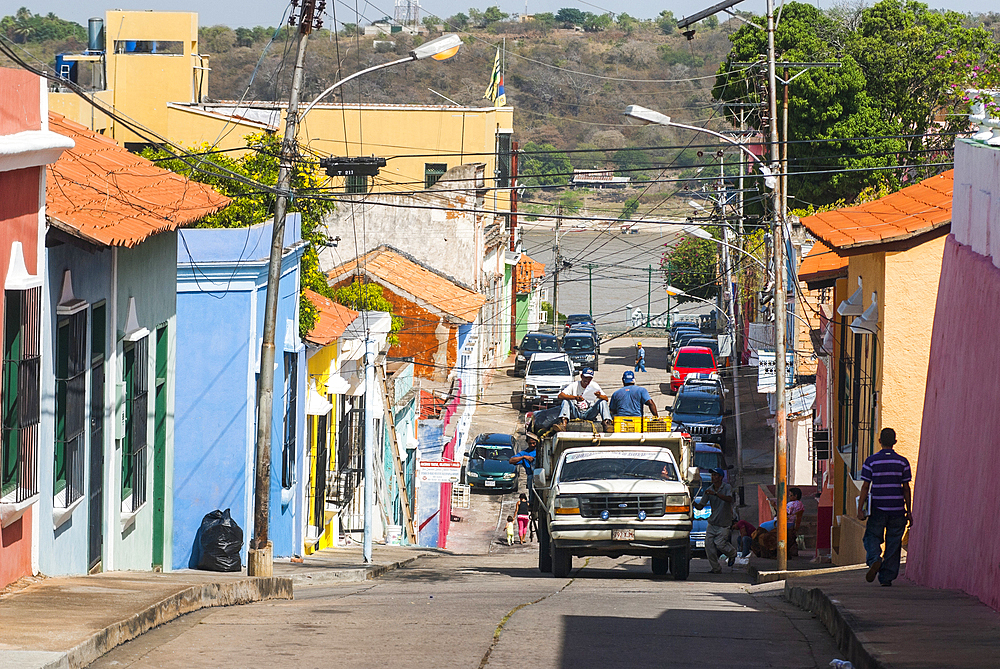 Colored houses of historical center town,Bolivar State,Ciudad Bolivar,Bolivarian Republic of Venezuela,South America