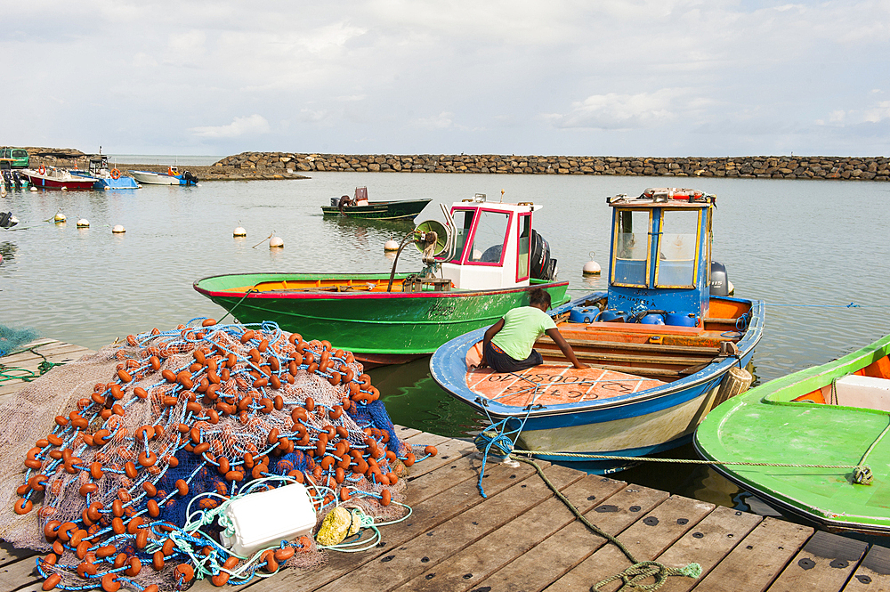 Fishing port of Sainte-Rose, Basse-Terre, Guadeloupe, overseas region of France,Leewards Islands, Lesser Antilles, Caribbean
