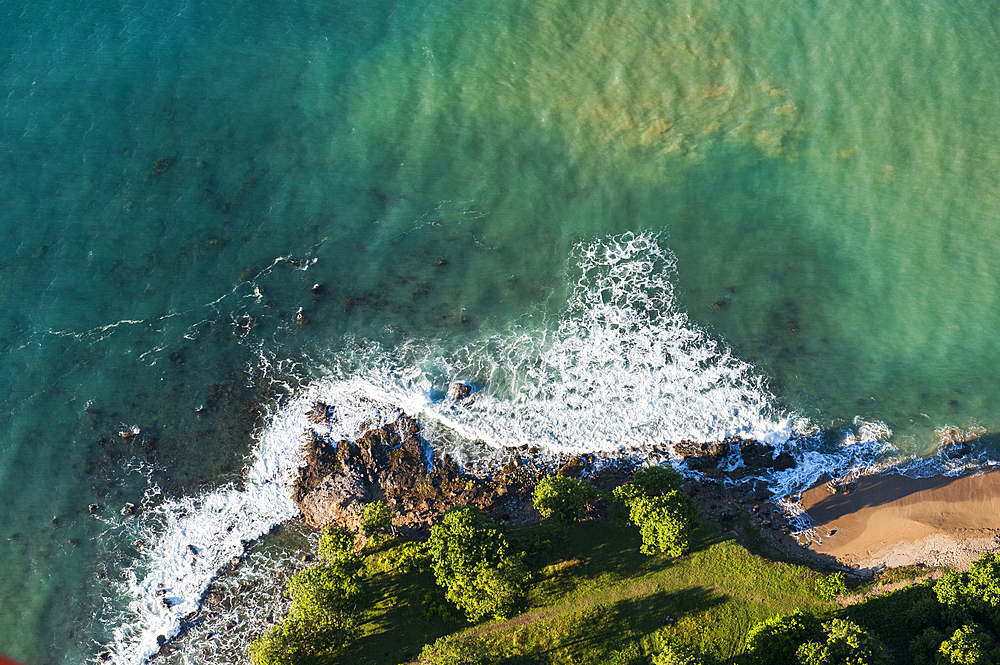 Aerial view of 'Pointe Allegre' (the northest headland of Basse-Terre), Grand Cul-de-sac Marin, Sainte-Rose, Basse-Terre, Guadeloupe, overseas region of France,Leewards Islands, Lesser Antilles, Caribbean