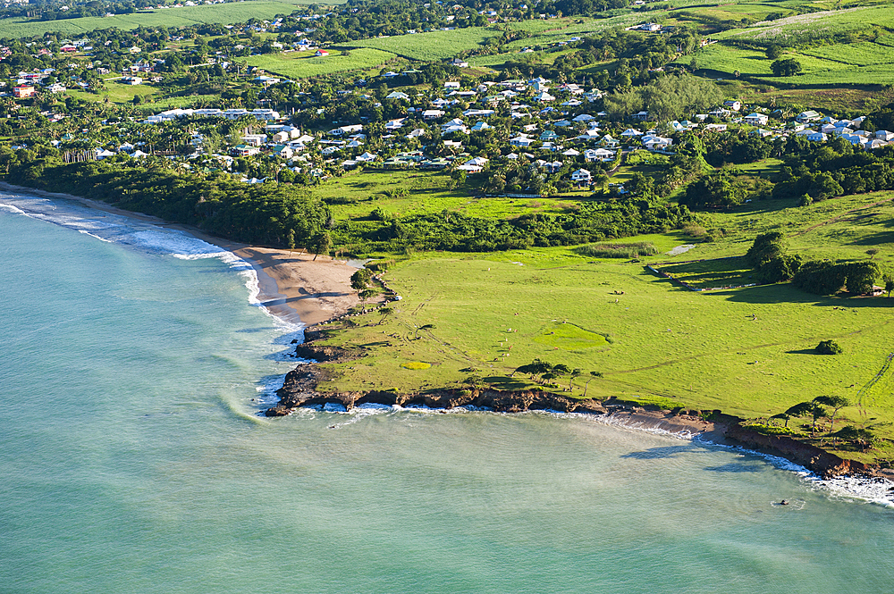 Aerial view of 'Pointe Allegre' (the northest headland of Basse-Terre), Grand Cul-de-sac Marin, Sainte-Rose, Basse-Terre, Guadeloupe, overseas region of France,Leewards Islands, Lesser Antilles, Caribbean