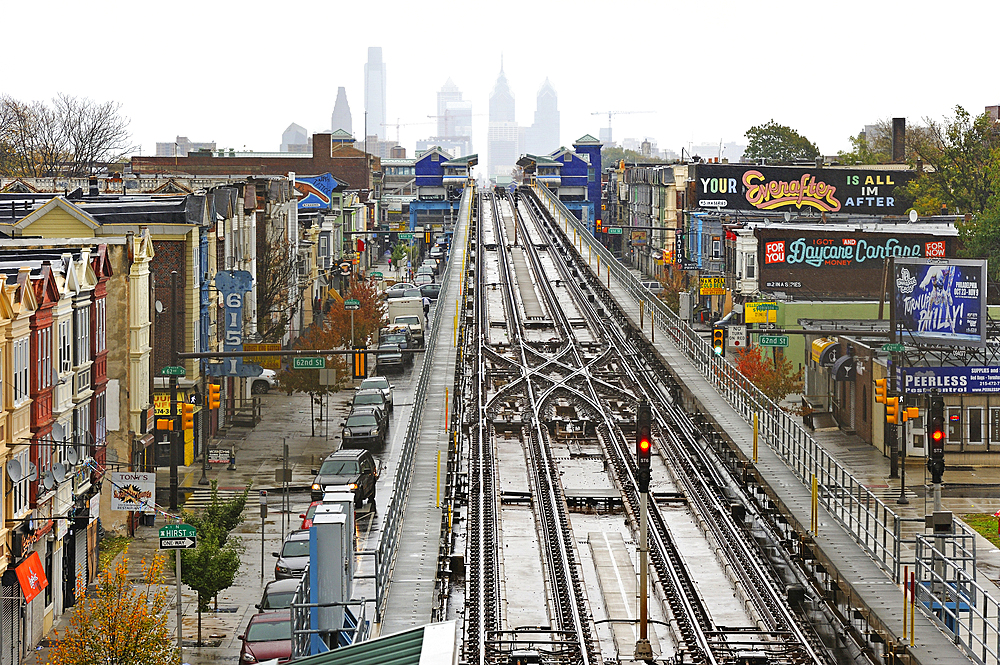 A Love Letter For You, Murals project by Steve Powers, a series of 50 rooftop murals from 45th to 63rd Streets along the Market Street corridor, Market/Frankford Elevated railroad, Mural Arts Program, Philadelphia, Pennsylvania, United States of America, North America