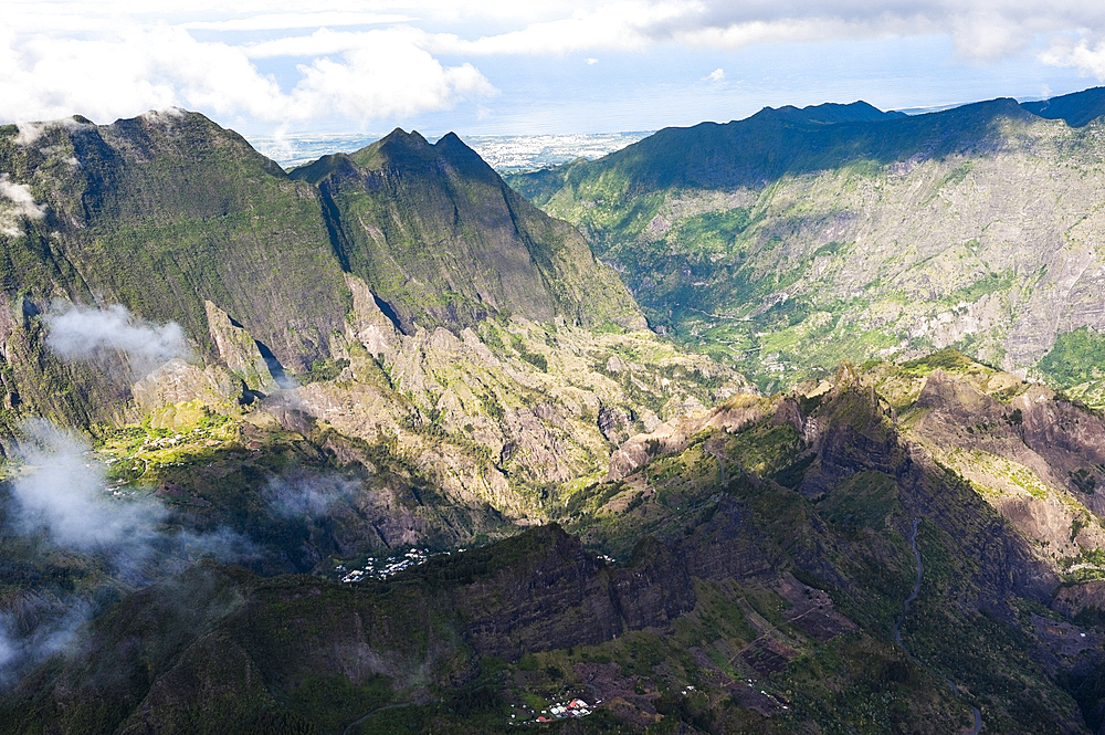 Aerial view, Cilaos Cirque, Reunion